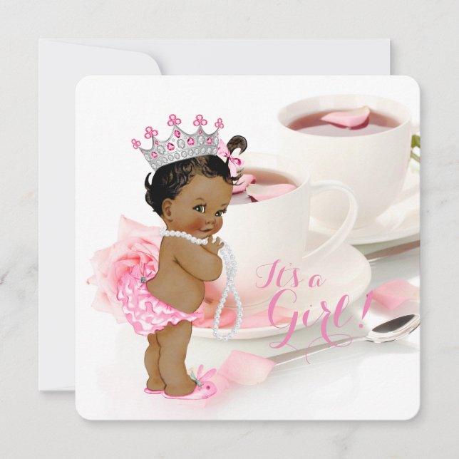 Ethnic Girl Baby Shower Tea Party Invitation (Front)