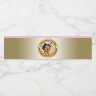 Ethnic Girl Baby Shower Water Bottle Labels