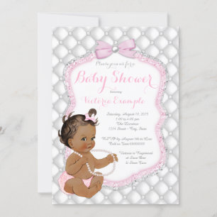 Ethnic Girl Pink Pearl Baby Shower Invitation