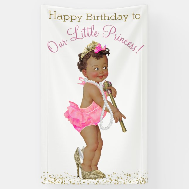 Ethnic Girl Princess Birthday Party Banner (Vertical)