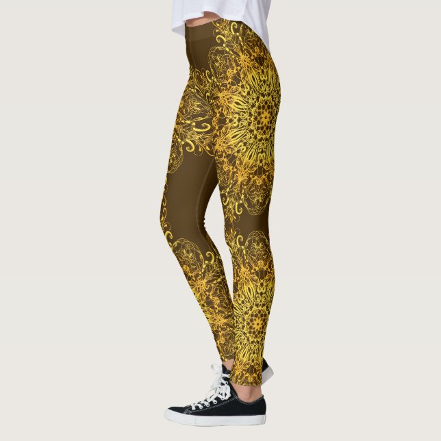 Ethnic golden mandala. leggings (Left)