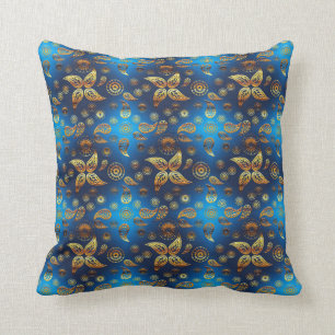 Ethnic golden paisley pattern. cushion