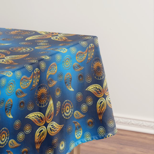 Ethnic golden paisley pattern. tablecloth (In Situ)