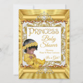 Ethnic Golden Princess Girl Baby Shower Gold Invitation (Front)