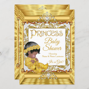 Ethnic Golden Princess Girl Baby Shower Gold Invitation