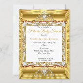 Ethnic Golden Princess Girl Baby Shower Gold Invitation (Back)