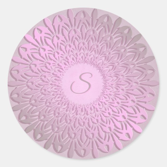Ethnic gradient mandala. Monogram. Classic Round Sticker (Front)