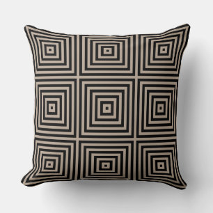 Ethnic Grey Black Nested Square Box Pattern Cushion