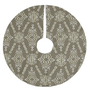 Ethnic Hand Drawn Boho Tile Brushed Polyester Tree Skirt