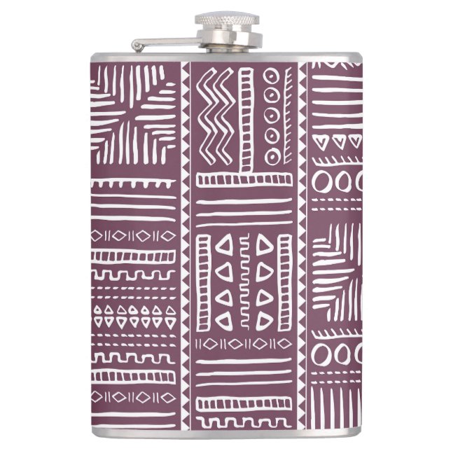 Ethnic hand drawn pattern: vintage style hip flask (Front)