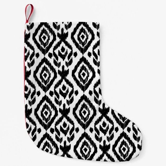Ethnic hand-drawn, wrapping print pattern. small christmas stocking (Front)