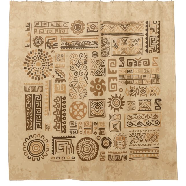 Ethnic handmade ornament shower curtain (Front)