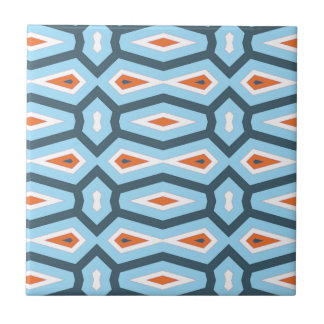 Ethnic hexagon pattern blue orange tile