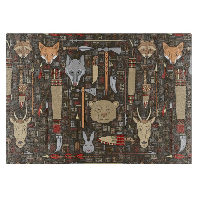 Ethnic Hunting Pattern Cutting Board (Front)