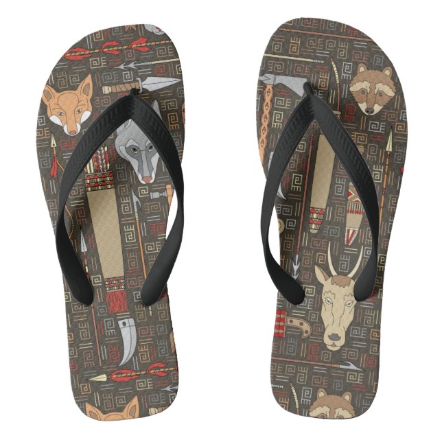 Ethnic Hunting Pattern Thongs (Footbed)