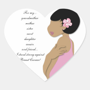 Ethnic I Stand Strong against Breast Cancer Heart Sticker
