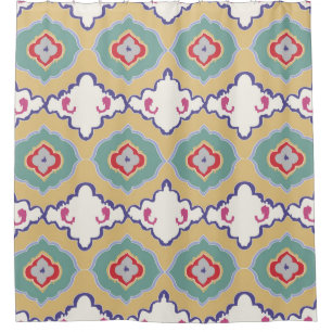 Ethnic ikat chevron pattern background Traditional Shower Curtain