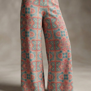 Ethnic Indian Ornate Boho Red And Teal Pattern Fabric