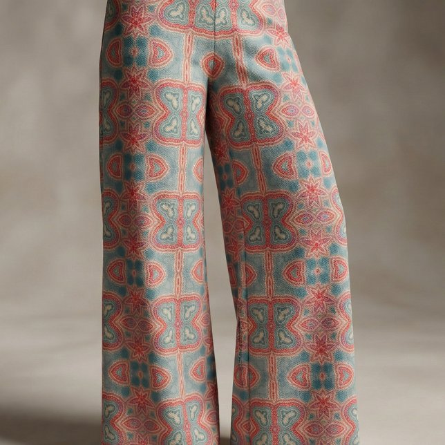 Ethnic Indian Ornate Boho Red And Teal Pattern Fabric (Creator Uploaded)