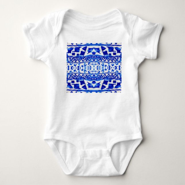 Ethnic Indigo Arrow Native Patterns Baby Bodysuit (Front)