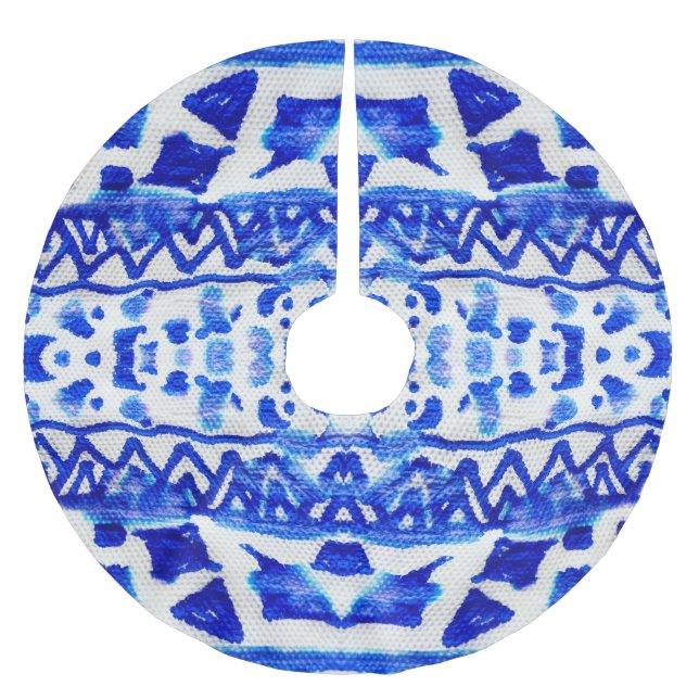 Ethnic Indigo Arrow Native Patterns Brushed Polyester Tree Skirt (Front)
