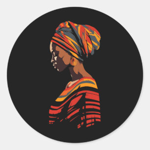 Ethnic Kente Cloth Head Wrap Beautiful Woman Afric Classic Round Sticker