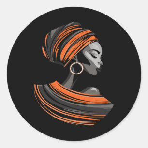 Ethnic Kente Cloth Head Wrap Beautiful Woman Afric Classic Round Sticker
