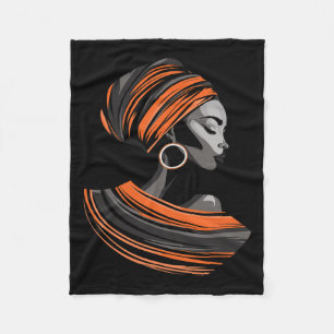 Ethnic Kente Cloth Head Wrap Beautiful Woman Afric Fleece Blanket