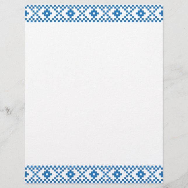 Ethnic Latvian blue and white tribal folk art (Front)