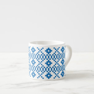 Ethnic Latvian blue and white tribal folk art Espresso Cup