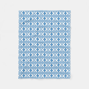 Ethnic Latvian blue and white tribal folk art Fleece Blanket