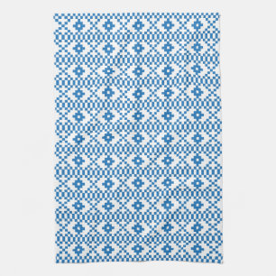 Ethnic Latvian blue and white tribal folk art Tea Towel