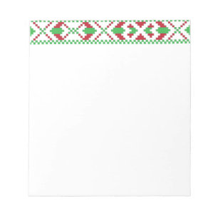 Ethnic Latvian green and red tribal folk art Notepad