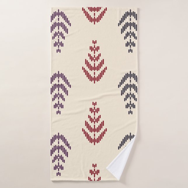 Ethnic leaf background art. Seamless pattern in tr Bath Towel (Bath Towel)