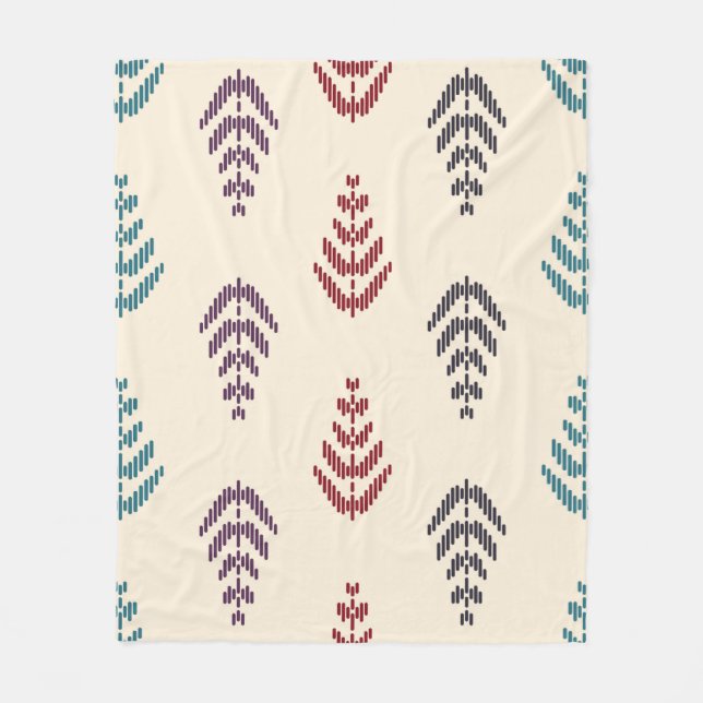 Ethnic leaf background art. Seamless pattern in tr Fleece Blanket (Front)