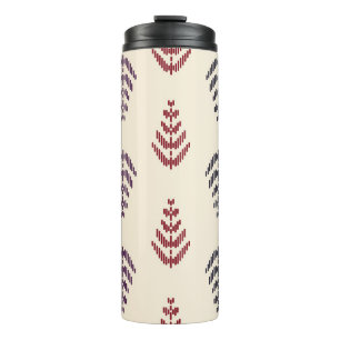 Ethnic leaf background art. Seamless pattern in tr Thermal Tumbler