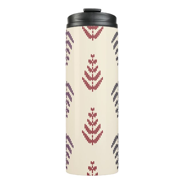 Ethnic leaf background art. Seamless pattern in tr Thermal Tumbler (Front)