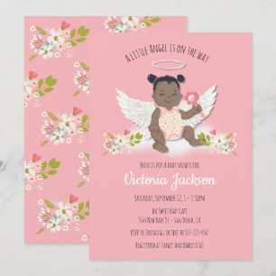 Ethnic little angel baby shower invitations