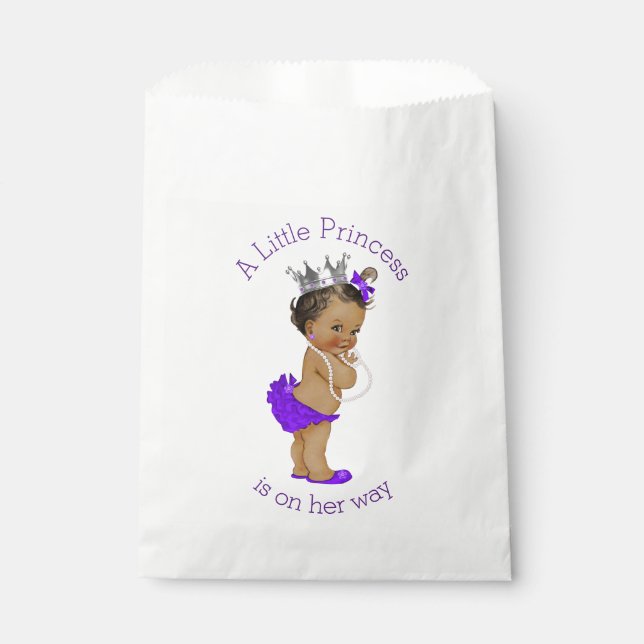 Ethnic Little Princess Baby Shower Purple Favour Bag (Front)