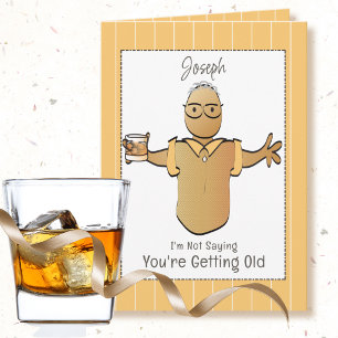 Ethnic Male Cartoon Grey Hair Birthday           Card
