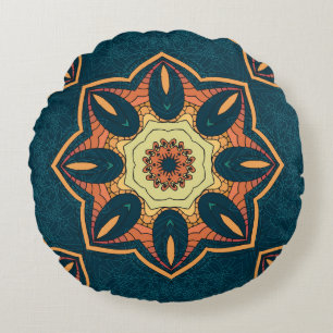 Ethnic mandala: seamless vintage pattern round cushion