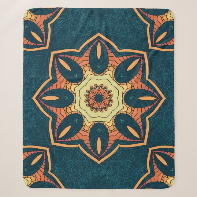 Ethnic mandala: seamless vintage pattern sherpa blanket (Front)