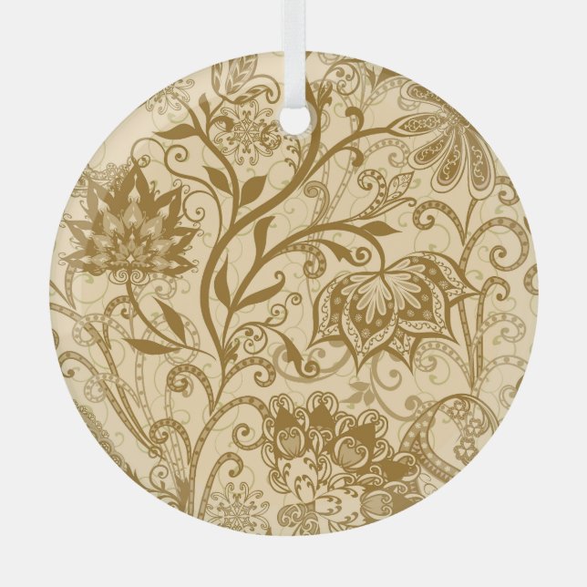Ethnic Mandalas: Indian Style Pattern Glass Tree Decoration (Front)
