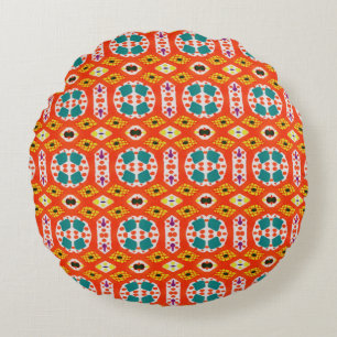 Ethnic marker art: vibrant seamless. round cushion