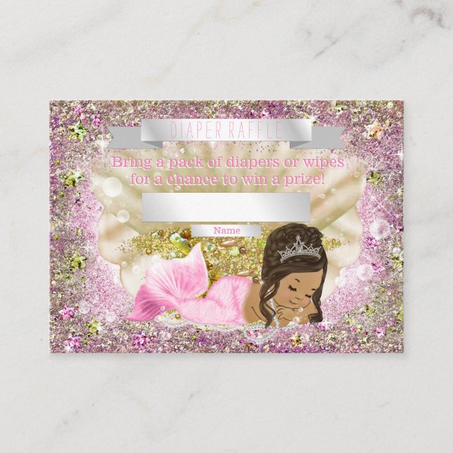 Ethnic Mermaid Baby Shower Diaper Raffle Tickets Enclosure Card (Front)