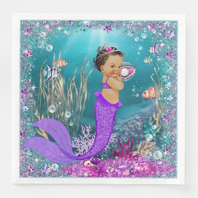 Ethnic Mermaid Baby Shower Napkins (Front)