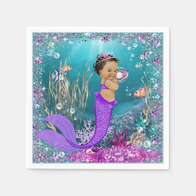 Ethnic Mermaid Baby Shower Napkins (Front)