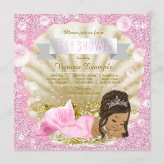 Ethnic Mermaid Pink Pearl Baby Shower Invitation