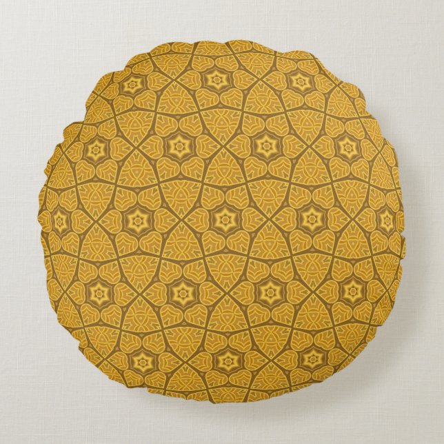 Ethnic modern geometric pattern round cushion (Front)