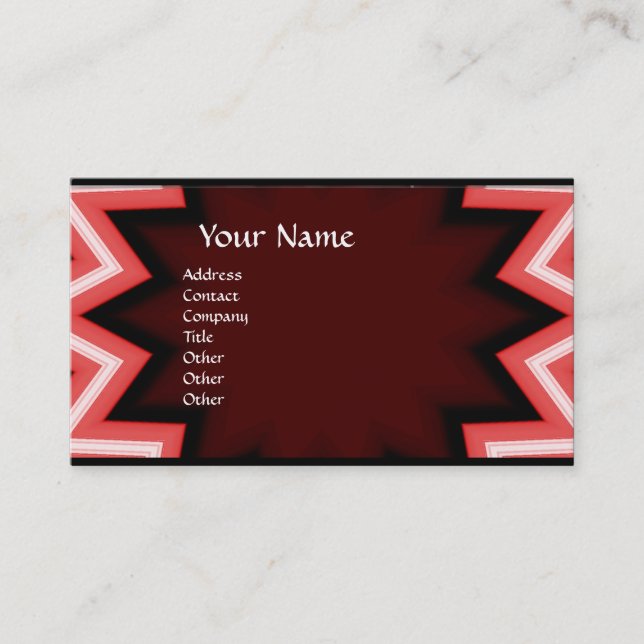 ETHNIC MONOGRAM Abstract Geometric Red White Business Card (Front)